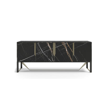 Luxury Black Sideboard  with Gold Handles Can be equipped with LED lights