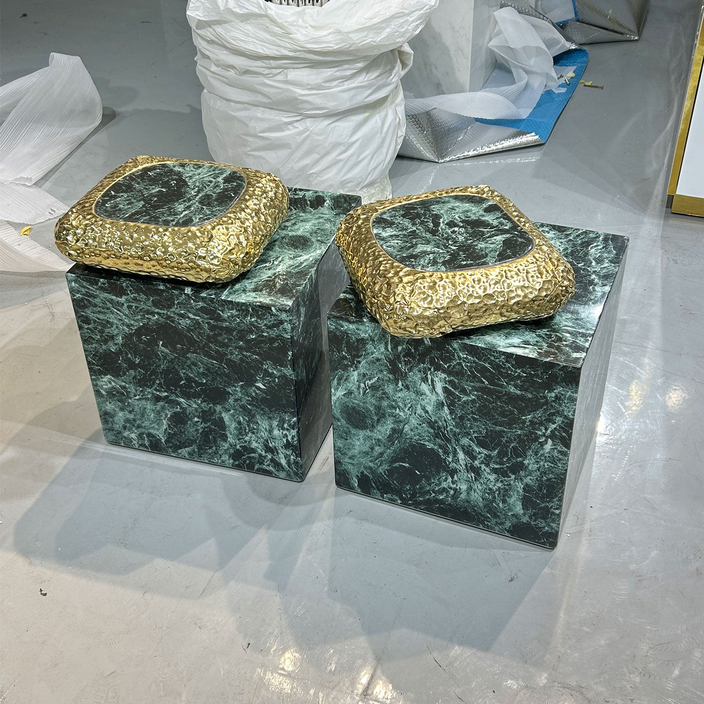 Green marble side table