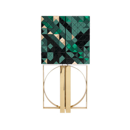 Pixel  Cabinet Luxury Multicolor Mosaic Wine Cabinet - Gold Base