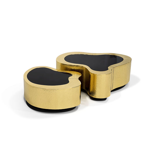 wave hammered brass center table