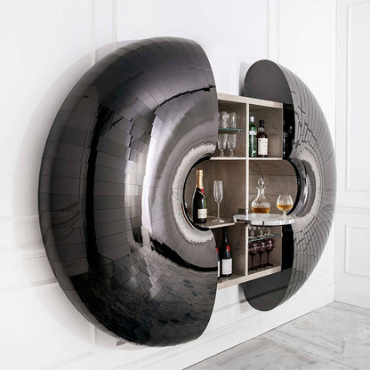 Luxury Retractable Wall-Mounted Bar Cabinet - Gold & Black Finishes