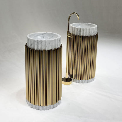 Gold freestanding pedestal washbasin