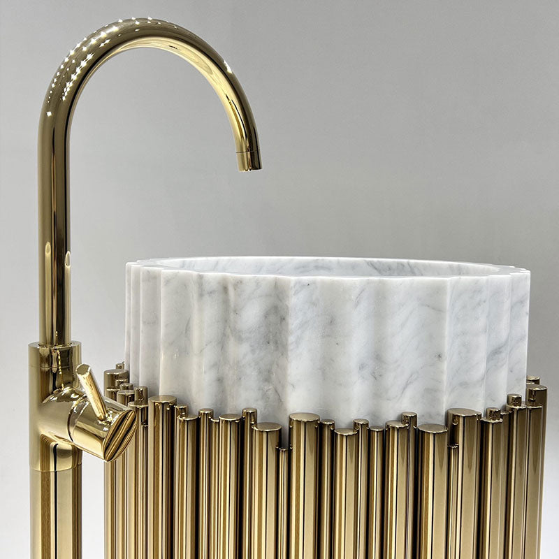 Gold freestanding pedestal washbasin