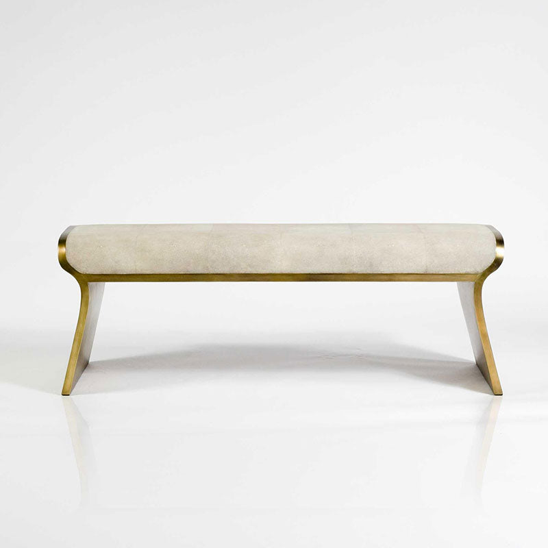 Dandy Stool in Cream Shagreen and Bronze-Patina Brass by Kifu, Paris