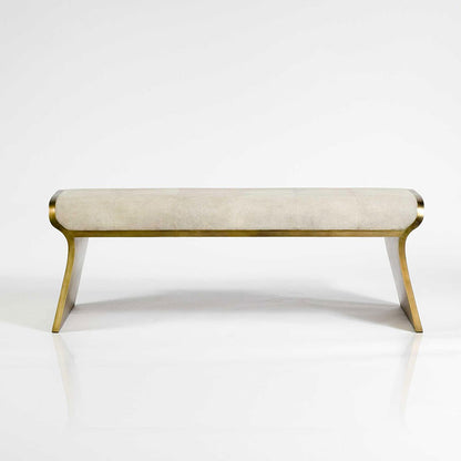 Dandy Stool in Cream Shagreen and Bronze-Patina Brass by Kifu, Paris