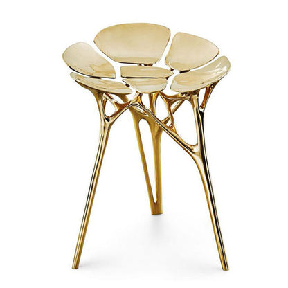 Polished Brass Lotus Stool/Chair in Gold or Rose Gold Color Finish