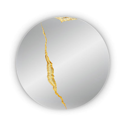 Customized Luxury Round Wall Mirror Big Silver Polished Hammered Brass Modern LED