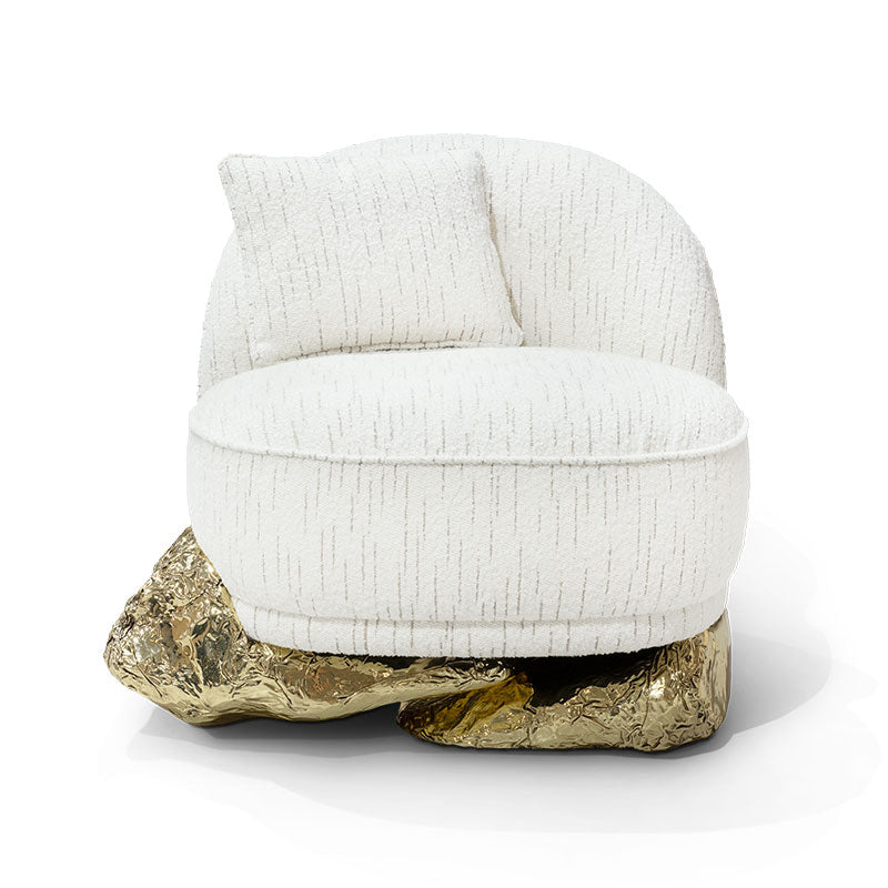 Custom Luxury Hand-Hammered Brass Armless Single Sofa