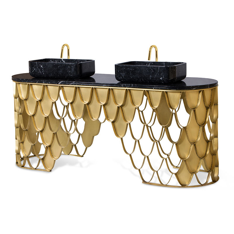 Customized Bathroom Sink Marble Top Stainless Steel Washbasin