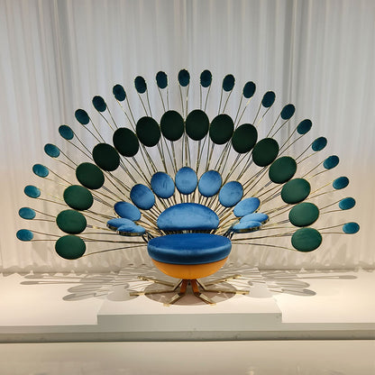 High Quality Luxury Upholstery Blue Modern Unique Design European Style Peafowl Shape Animal Leisure Sofa Chair