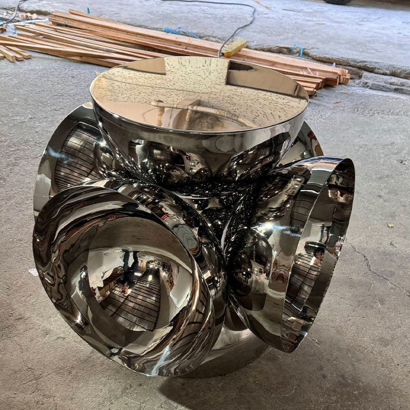 Luxury Mirror-Finish Sculptural Accent Table, Contemporary Living Room Furniture