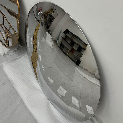 Circular mirror silver stainless steel wall mirror