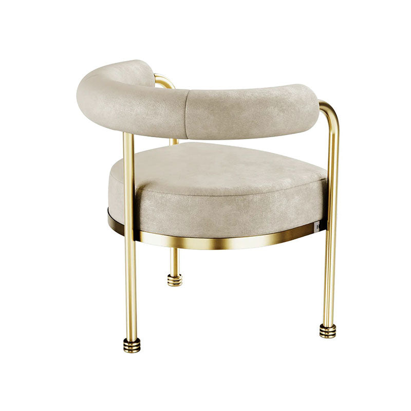 Luxury Gold Metal Frame Velvet Dining Chair with Rounded Backrest Designer Chair