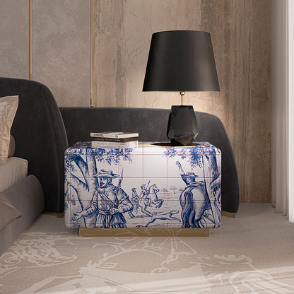 Custom-designed artistic bedside table with solid wood painting craftsmanship