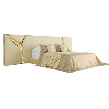 Custom-made modern luxury bedroom furniture, beige king-size bed