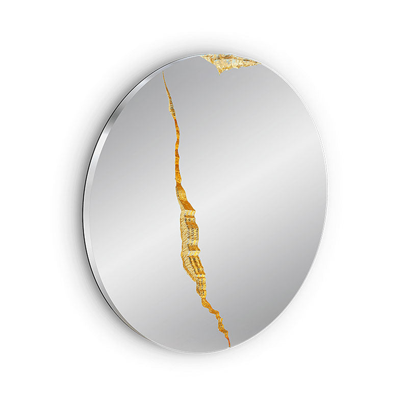 Customized Luxury Round Wall Mirror Big Silver Polished Hammered Brass Modern LED