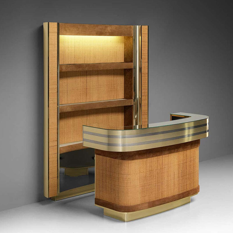 Luxury Corner Bar Cabinet with Stools
