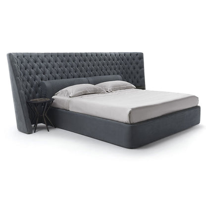 Extra Wide Wing Tufted Upholstered Bed, Chesterfield Button Tuft Luxury Bed Frame