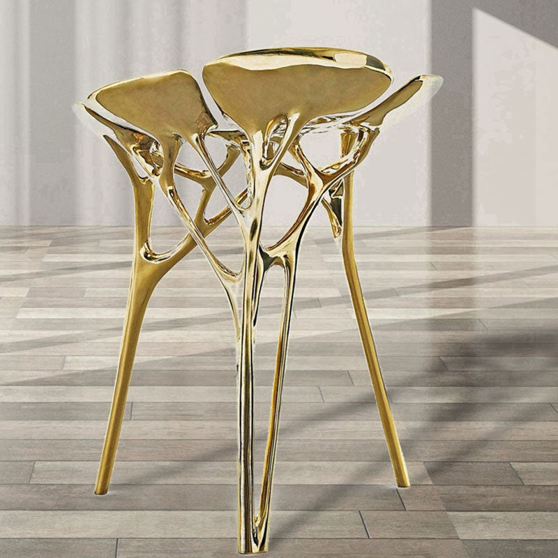 Polished Brass Lotus Stool/Chair in Gold or Rose Gold Color Finish