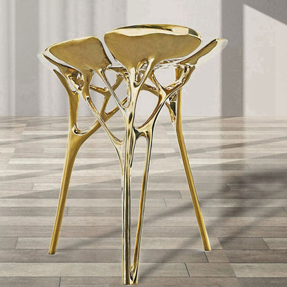 Polished Brass Lotus Stool/Chair in Gold or Rose Gold Color Finish