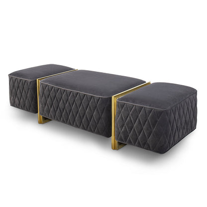 Custom-made luxury velvet upholstered bed end stool
