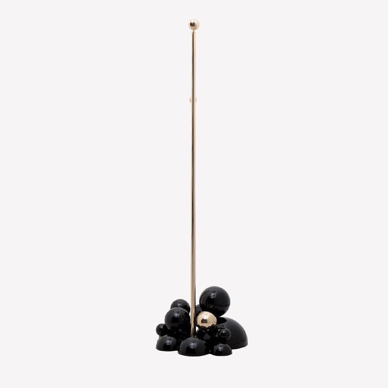 Custom-designed art gold & black stainless steel spherical base luxury bathroom towel rack