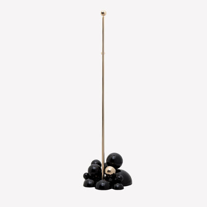 Custom-designed art gold & black stainless steel spherical base luxury bathroom towel rack