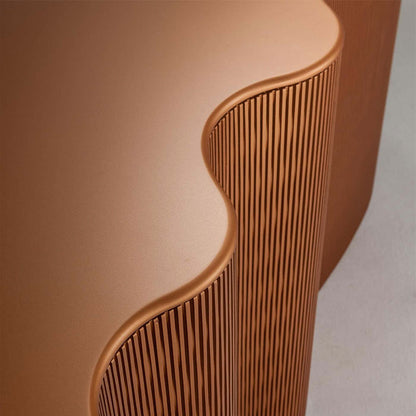 Organic Wavy  Console, Curved Ribbed Wood Luxury Storage Credenza
