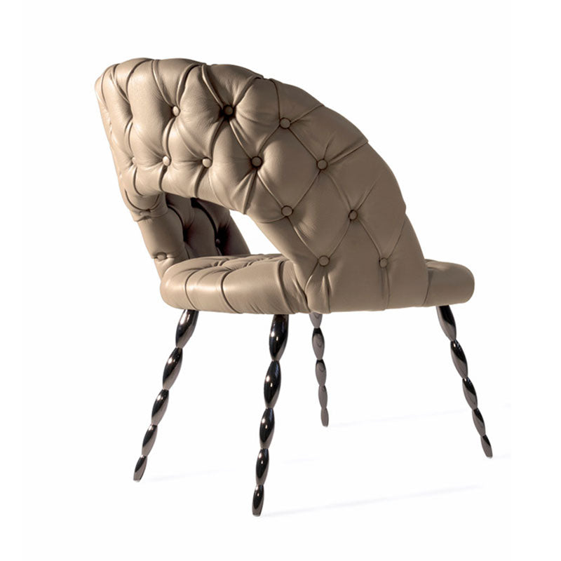 Affordable luxury classic buckle back dining chair, twisted leg designer armchair