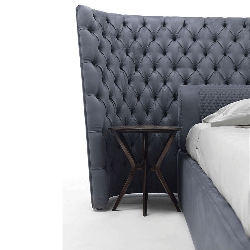 Extra Wide Wing Tufted Upholstered Bed, Chesterfield Button Tuft Luxury Bed Frame