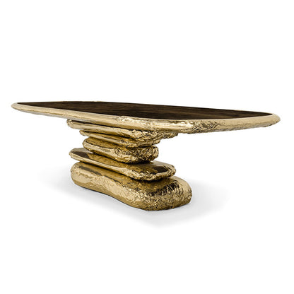 Custom-made luxury dining room furniture, brass dining table