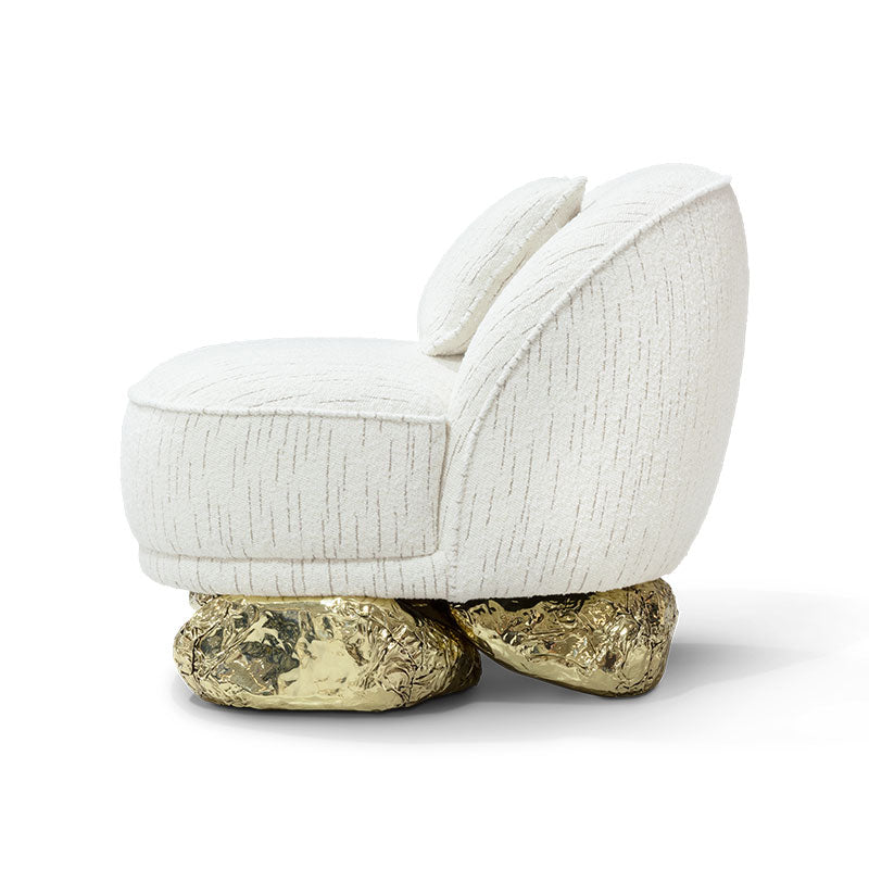 Custom Luxury Hand-Hammered Brass Armless Single Sofa