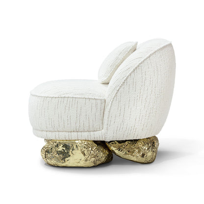 Custom Luxury Hand-Hammered Brass Armless Single Sofa