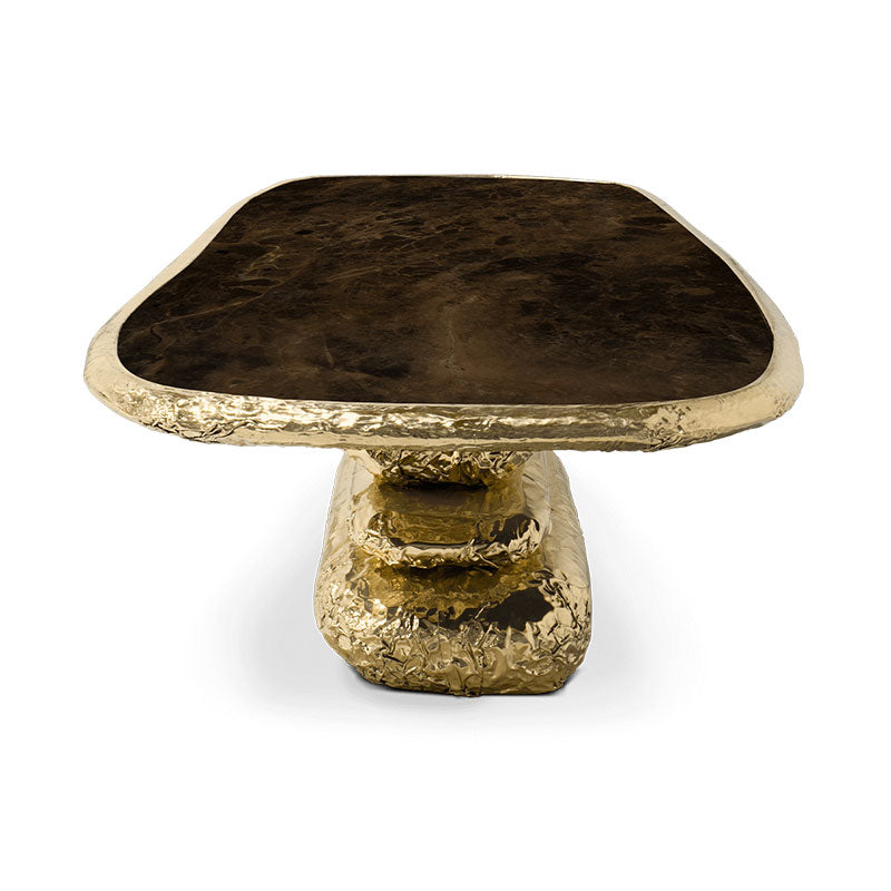 Custom-made luxury dining room furniture, brass dining table