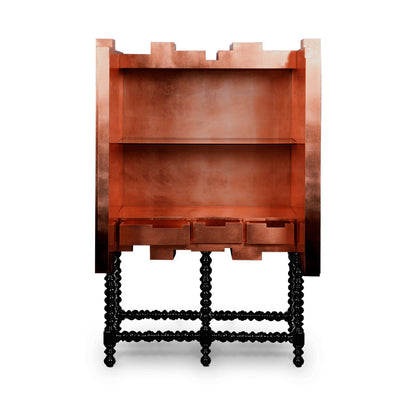 Art Deco Copper Bar Cabinet with Black Bobbin Legs y interiors
