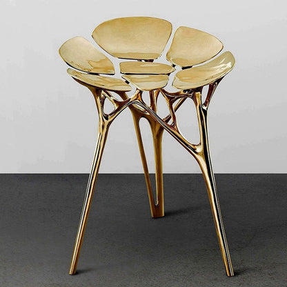 Polished Brass Lotus Stool/Chair in Gold or Rose Gold Color Finish