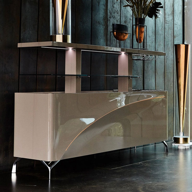 Luxury height-adjustable electric wine cabinet with LED lights sideboard