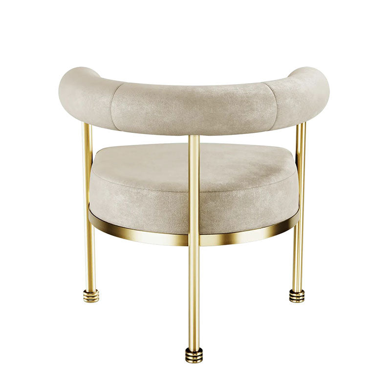 Luxury Gold Metal Frame Velvet Dining Chair with Rounded Backrest Designer Chair