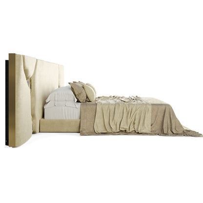 Custom-made modern luxury bedroom furniture, beige king-size bed