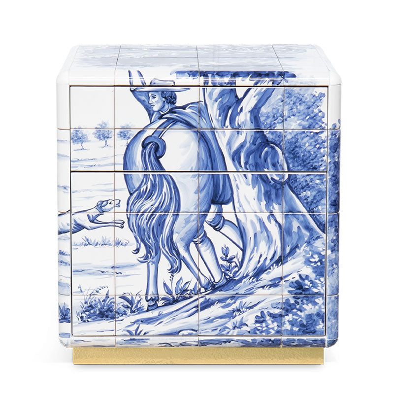 Custom-designed artistic bedside table with solid wood painting craftsmanship