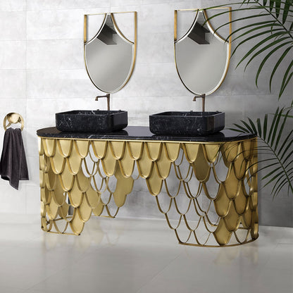 Customized Bathroom Sink Marble Top Stainless Steel Washbasin