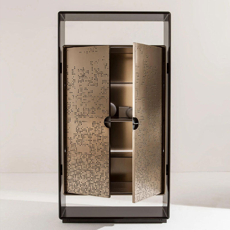 Modern Tall Cabinet in Bronze Liquid Metal