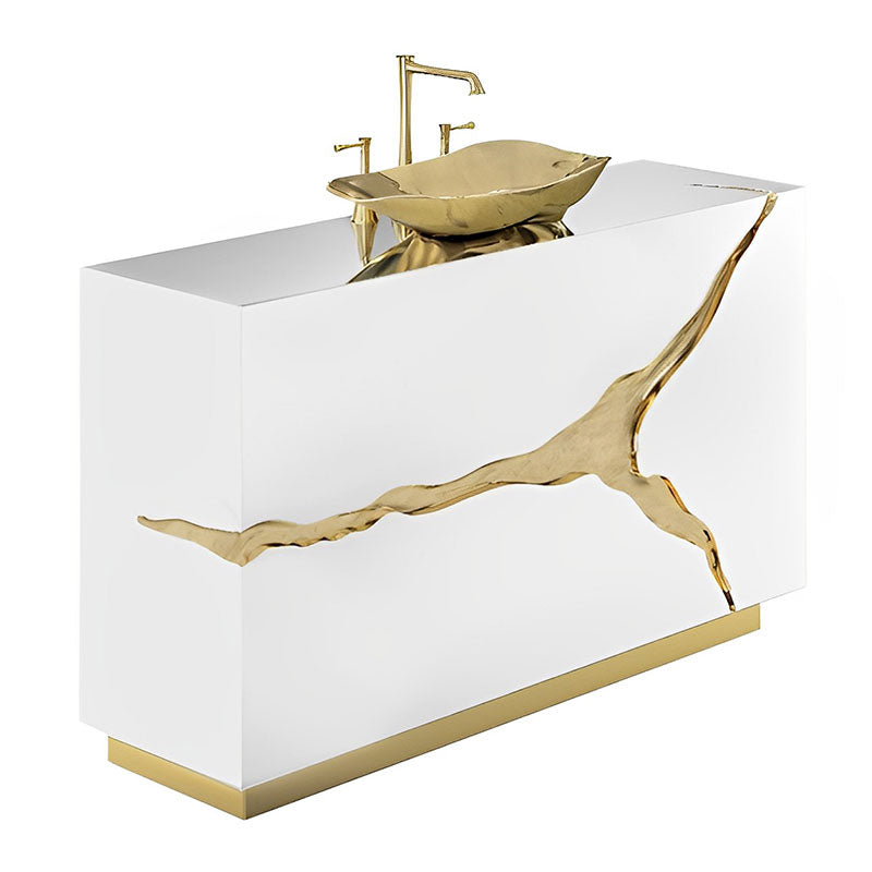 Customized  Sink Set Bathroom   White and Gold Stainless Steel Luxury Bathroom Vanity Cabinet with Sink