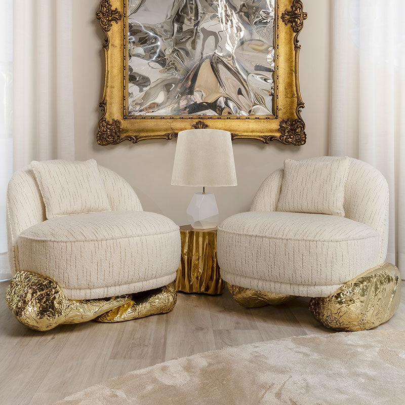 Custom Luxury Hand-Hammered Brass Armless Single Sofa