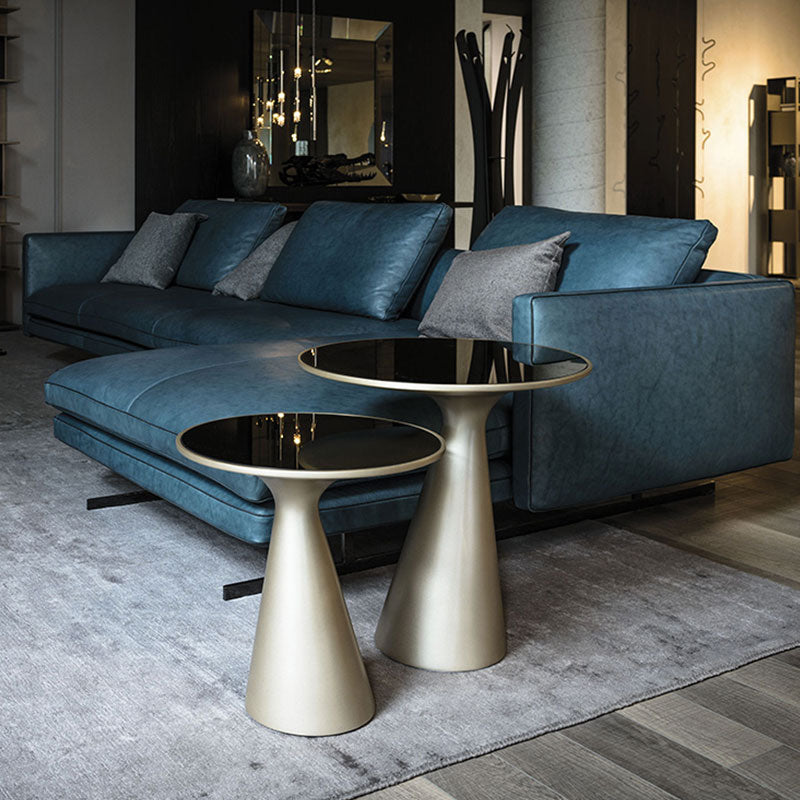 Polished stainless steel sofa side table 2-piece set