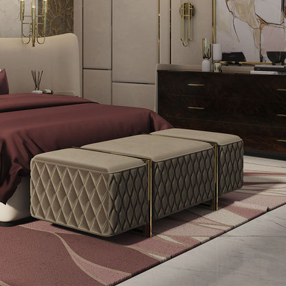 Custom-made luxury velvet upholstered bed end stool