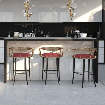 Black Velvet Brass Counter Stool