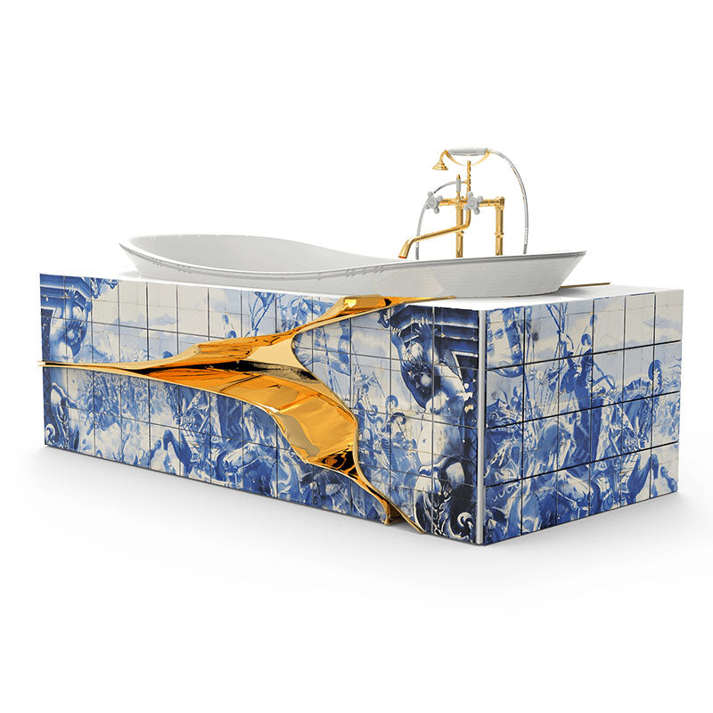 Modern Luxury Freestanding Bathtub with Faucets Hand-painted colors can be customized.
