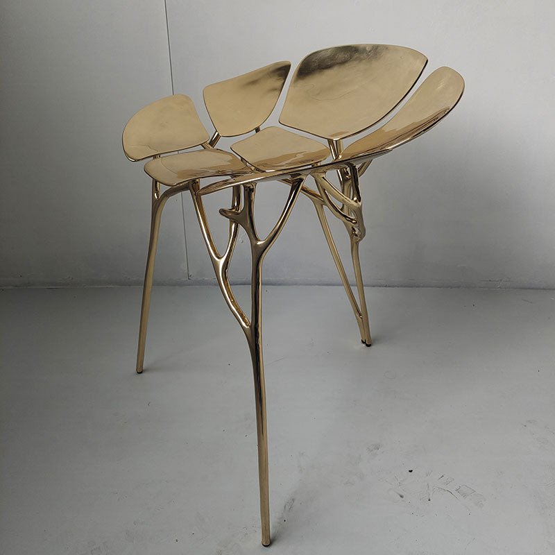 Polished Brass Lotus Stool/Chair in Gold or Rose Gold Color Finish