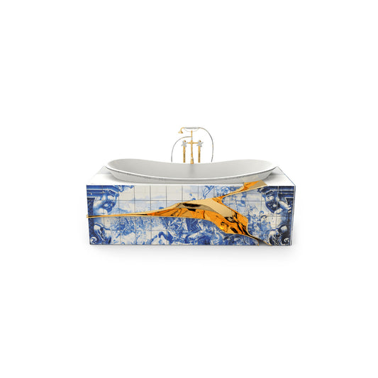 Modern Luxury Freestanding Bathtub with Faucets Hand-painted colors can be customized.
